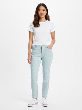 7 For All Mankind Light Blue Paisley Skinny Jeans